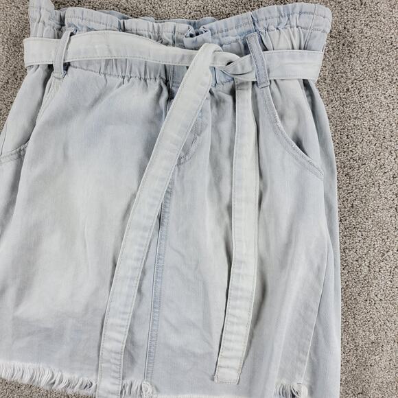 SO Dresses & Skirts - SO Jean Skirt 9 Light Wash Sack Tie Waist Raw Hem Bohemian Denim Mini Skirt